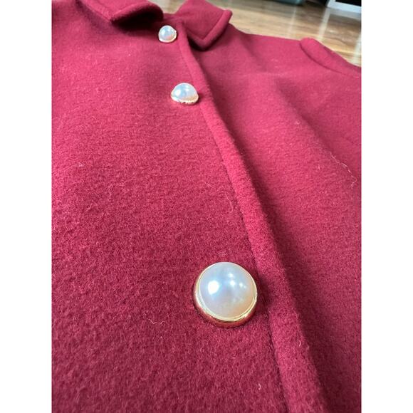 Kate  spade BURGUNDY PEARL BUTTONS A-line Wool Blend Coat size XL - Picture 7 of 13
